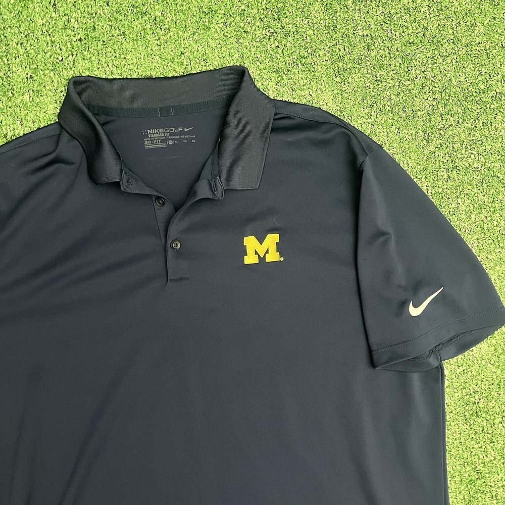 Nike Golf Dri-FIT Polo Mens Size XL Michigan Wolverines Navy Embroidered Logo